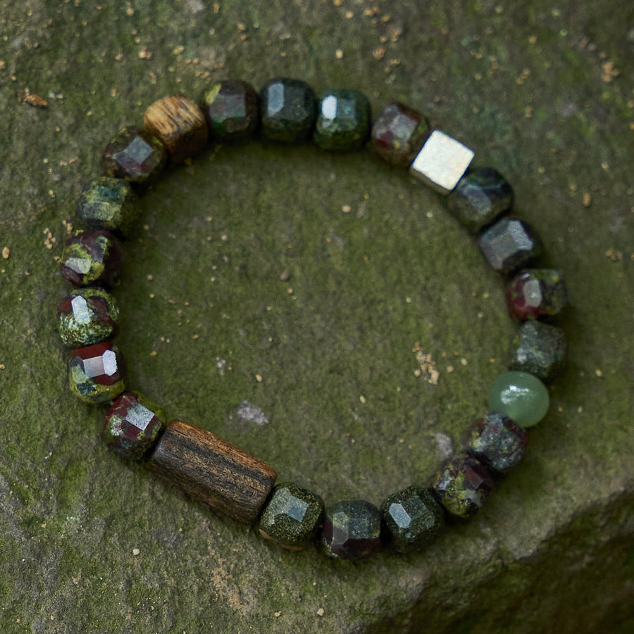 【Starstone Series】Nourishment / Joy / Fulfillment Dragon Blood Stone, Agarwood, Hetian Jade Bracelet