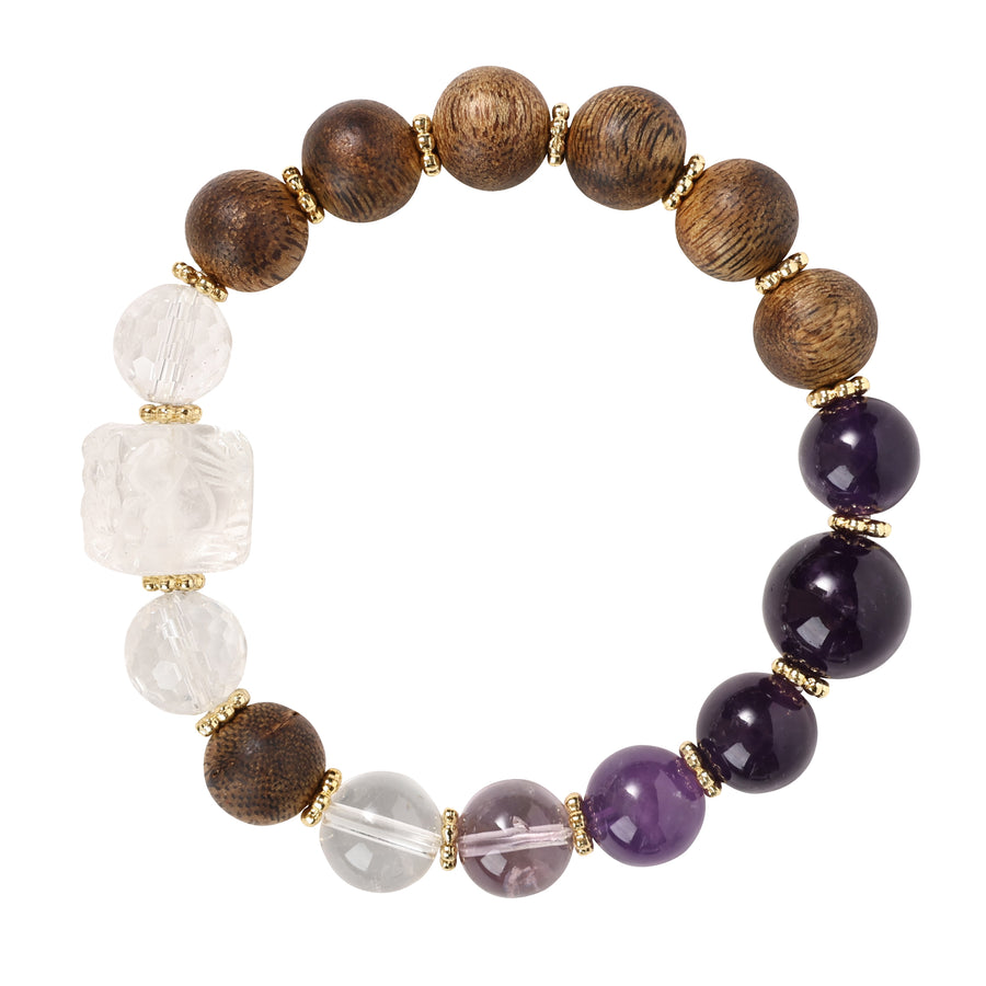 【Elegant Series】Agarwood  Amethyst Rock Crystal bracelet 10mm 202003