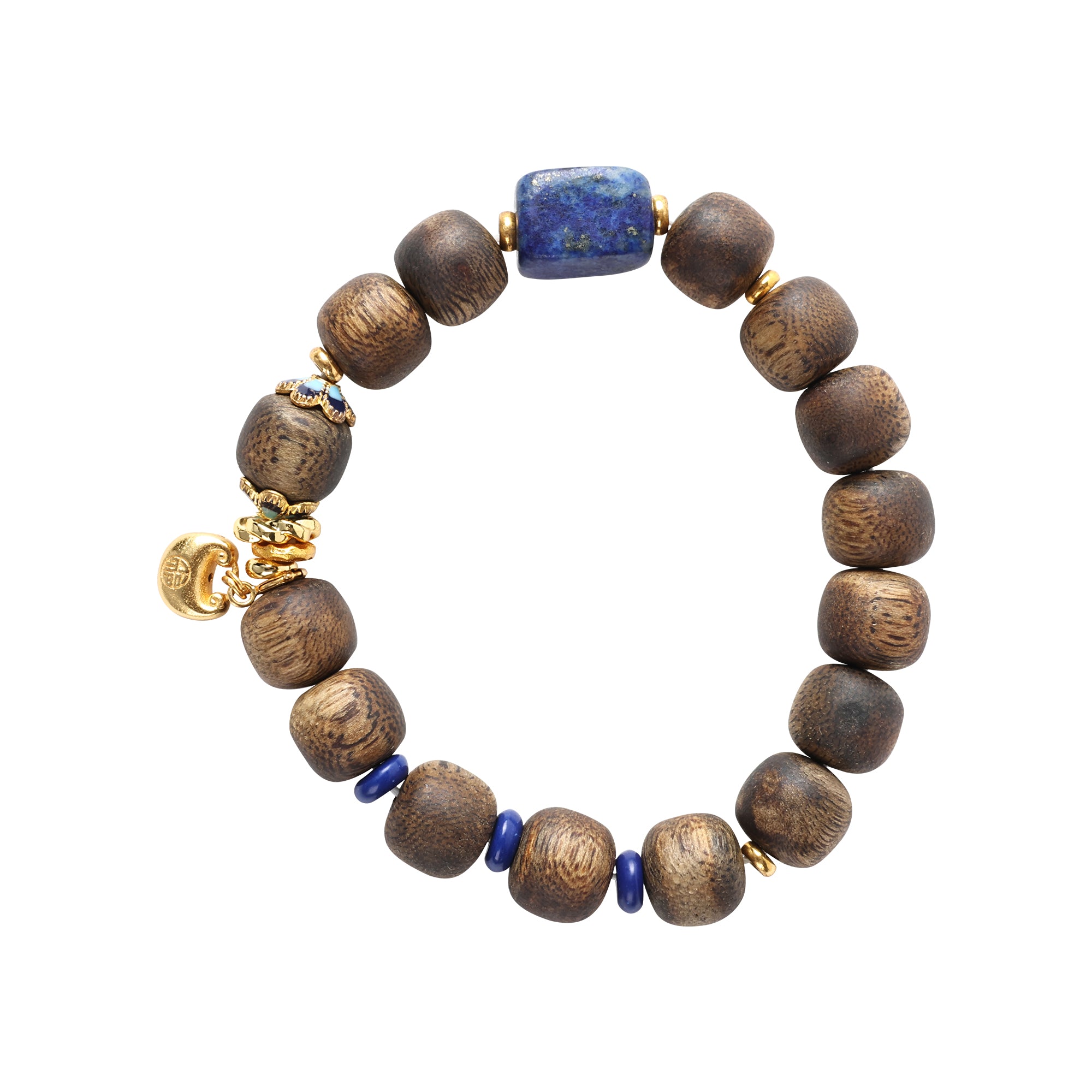 【Elegant Series】Agarwood  lapis lazuli, metal pendant, bracelet 10mm 202018