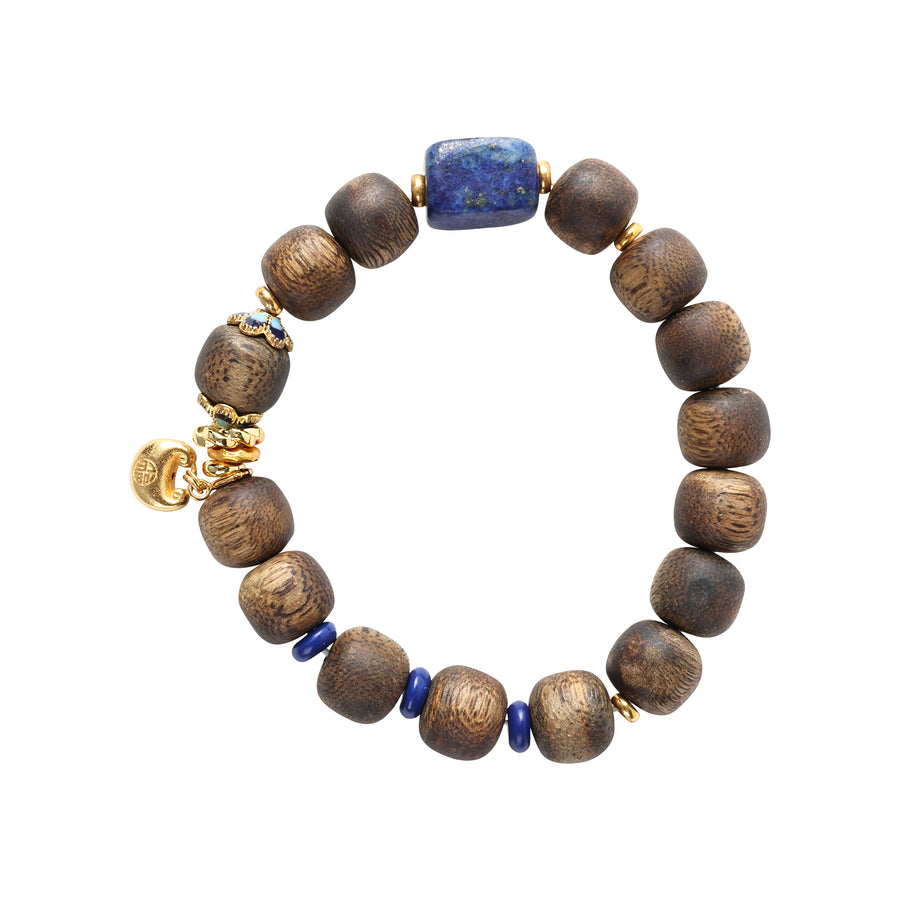 【Elegant Series】Agarwood  lapis lazuli, metal pendant, bracelet 10mm 202018