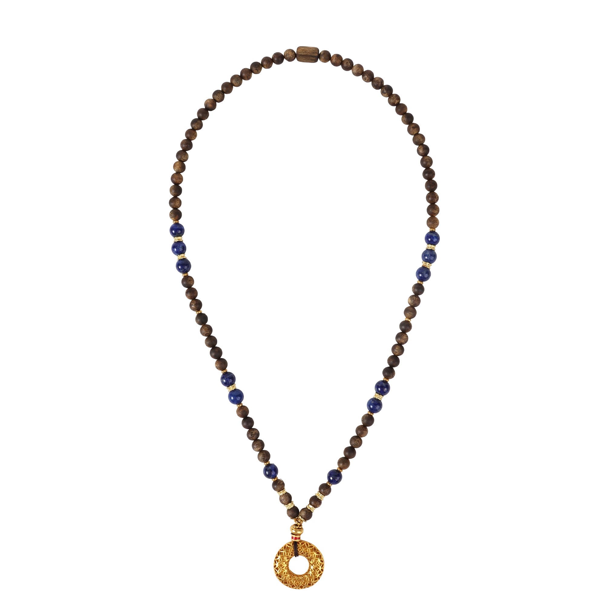 【Elegant Series】Agarwood Lapis lazuli Necklace Length: 26‘’（66cm） Bead Size: 0.29‘’（7.5mm）） 202016