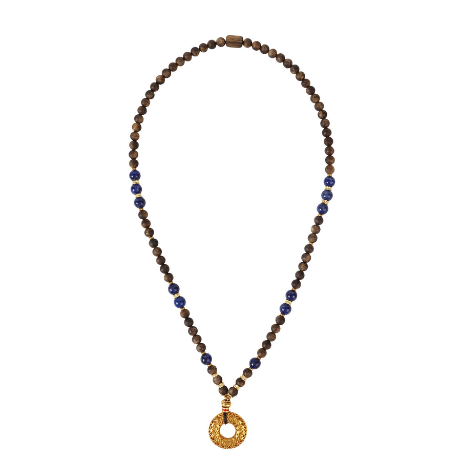 【Elegant Series】Agarwood Lapis lazuli Necklace Length: 26‘’（66cm） Bead Size: 0.29‘’（7.5mm）） 202016