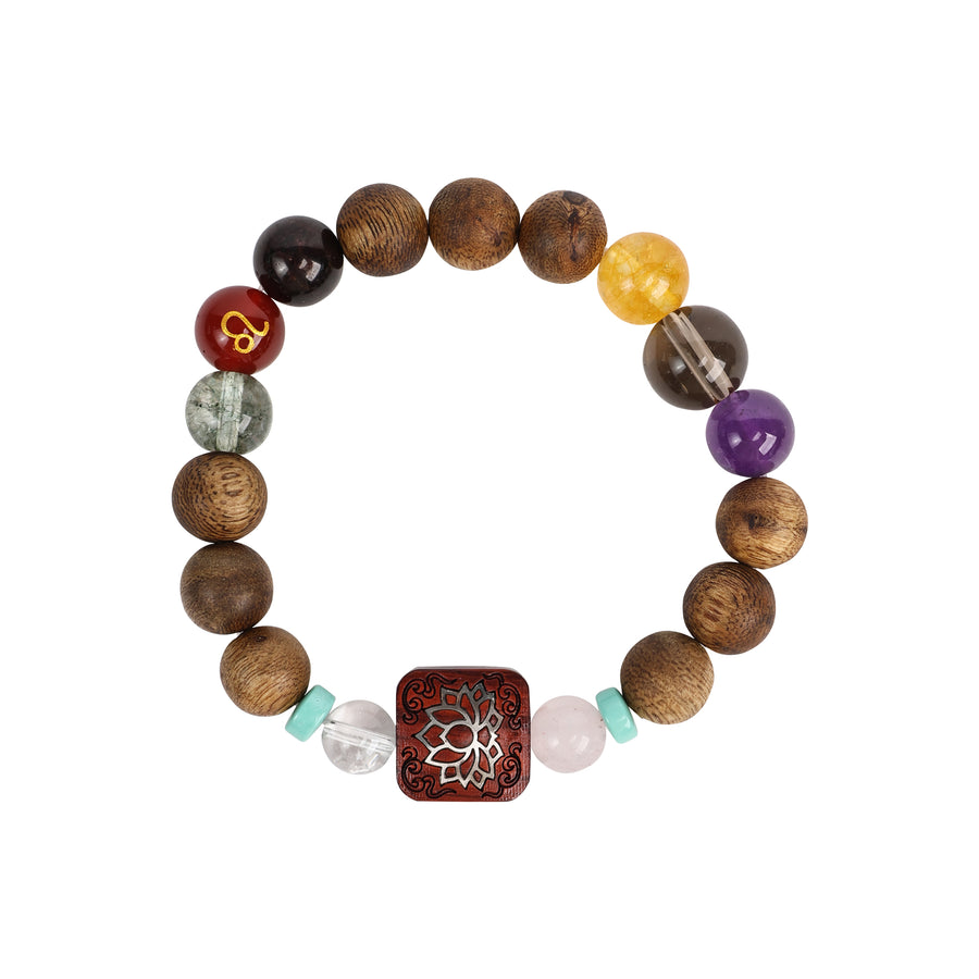 【Constellations Series】Female, Leo,Agarwood，Crystal, red agate, lapis lazuli, turquoise, jade, rosewood inlaid with silver 10mm 502020