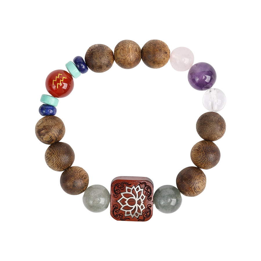 【Constellations Series】Female, Aquarius,Agarwood Crystal, red agate, lapis lazuli, turquoise, jade, rosewood inlaid with silver 10mm 502002