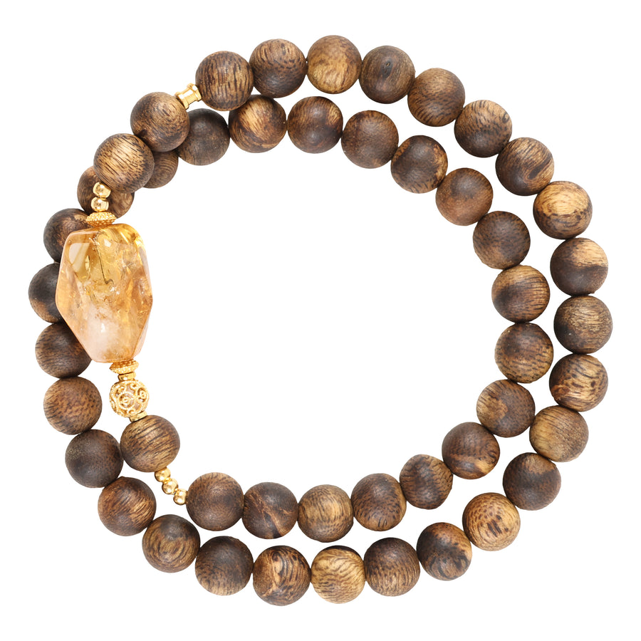 【Premium Series】Agarwood Golden Topaz Double-loop bracelet 7mm 201018