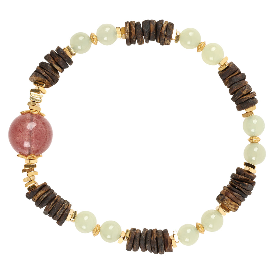 【Premium Series】Agarwood Hetian jade Strawberry Quartz bracelet 6mm 201026