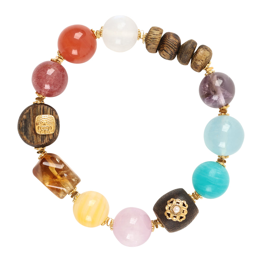 【Premium Series】Agarwood Multi-gemstone bracelet 10mm 201023