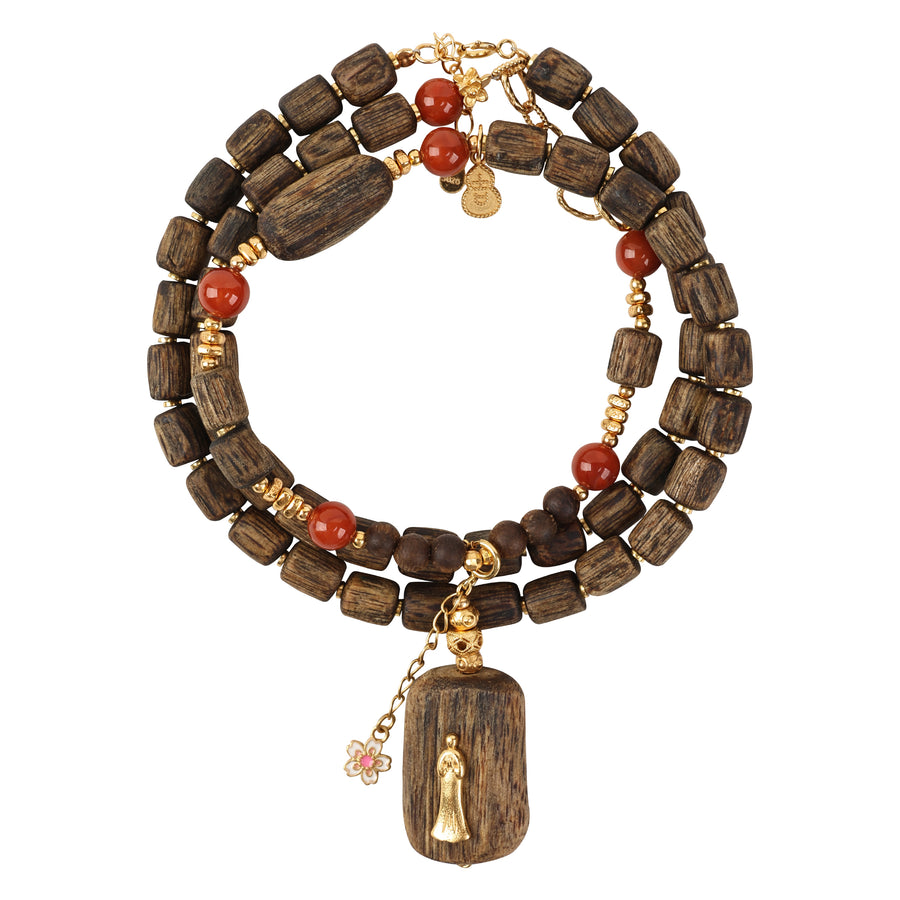 【Elegant Series】Agarwood  Southern Red Agate, multi-loop bracelet 6*7mm 202020