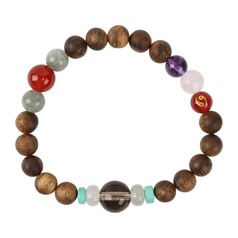 【Constellations Series】Female, Cancer, Agarwood，Amethyst, pink quartz, red agate, turquoise, jade, tea crystal 8mm 502018