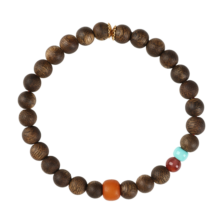 【Premium Series】Agarwood Southern Red Agate， old Opaque Amber Bracelet 6mm 201032