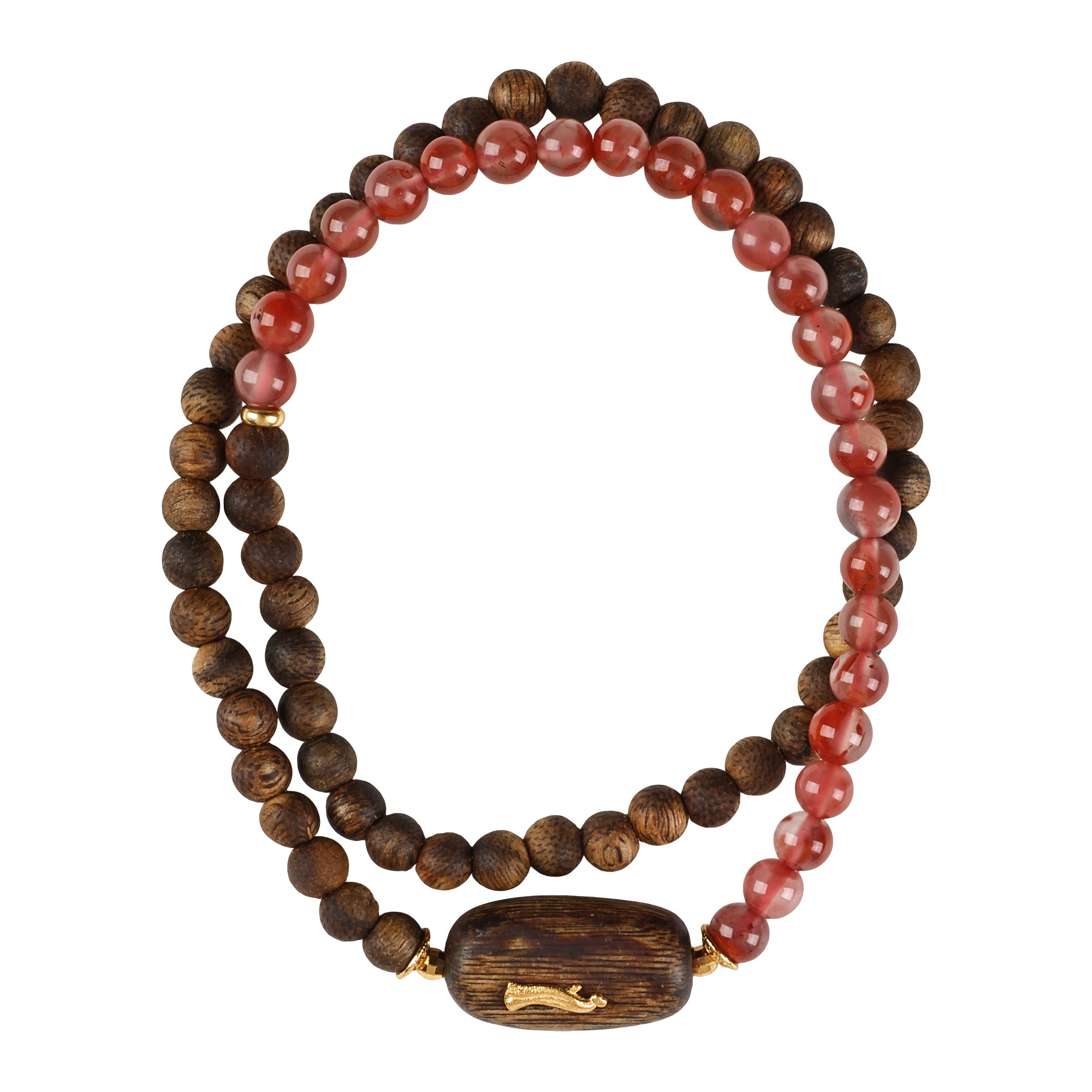 【Premium Series】Agarwood Southern Red Agate Double-loop bracelet 4mm 201002
