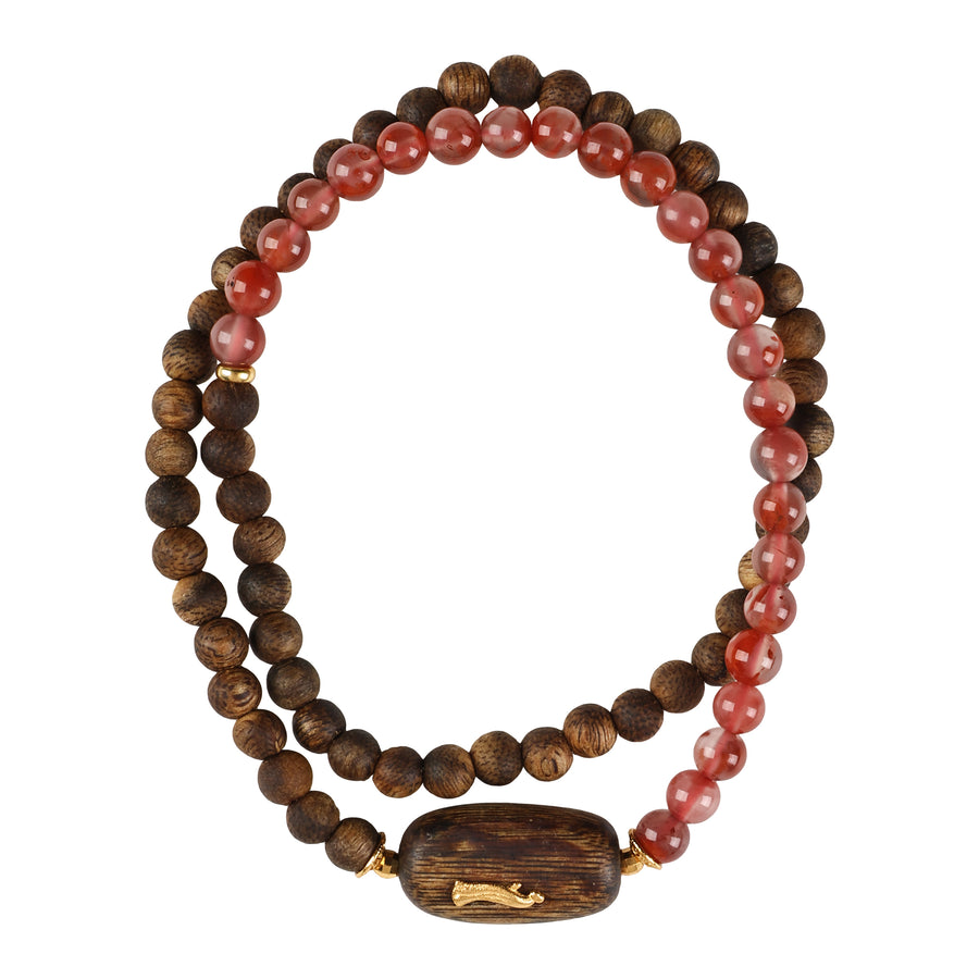 【Premium Series】Agarwood Southern Red Agate Double-loop bracelet 4mm 201002