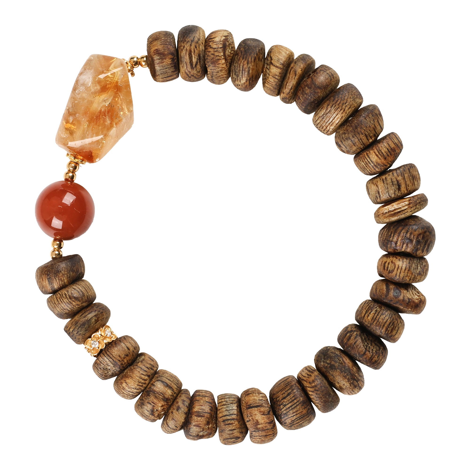 【Premium Series】Agarwood Golden Topaz Southern Red Agate bracelet 8-9mm 201025