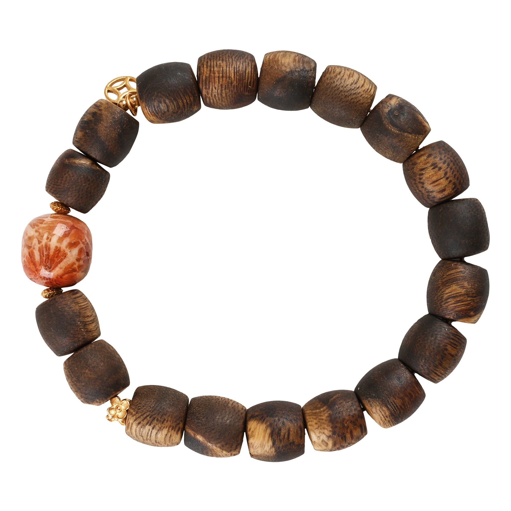 【Premium Series】Agarwood  Coral Jade Bracelet 9mm 201039