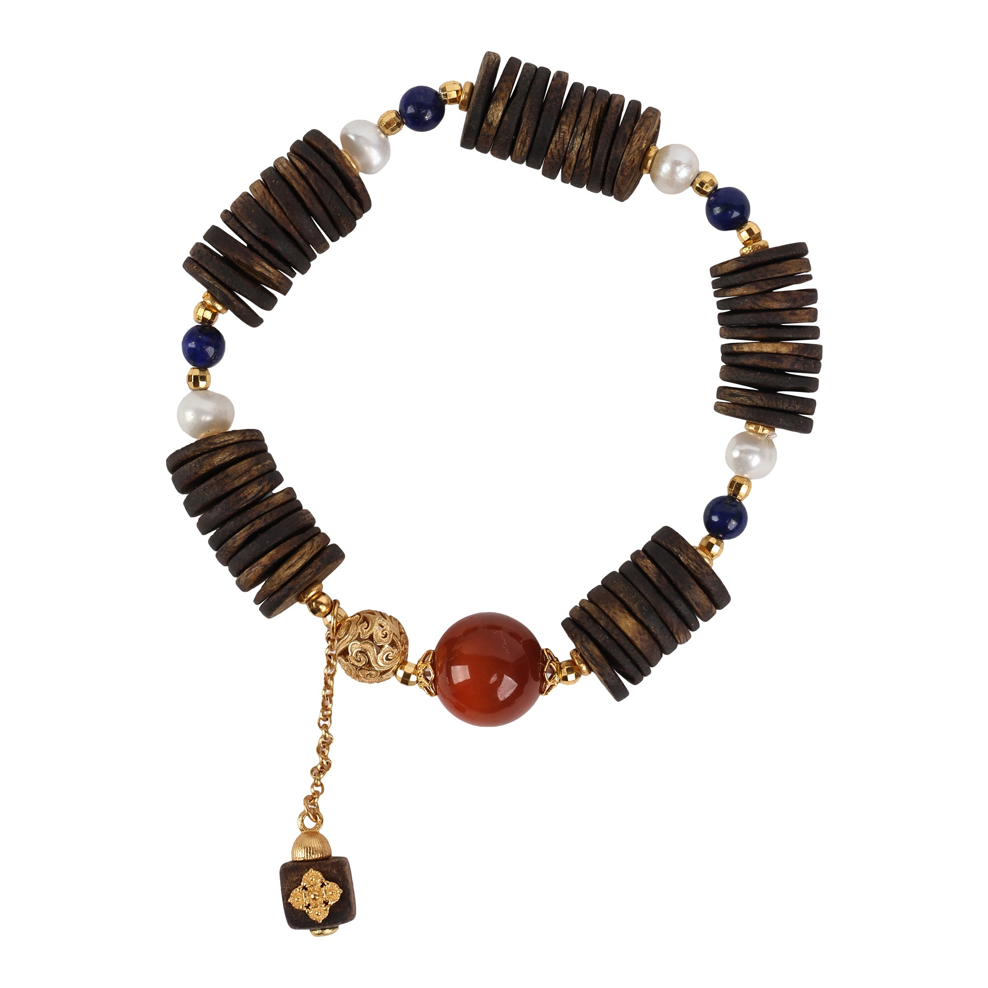 【Premium Series】Agarwood Lapis lazuli Southern Red Agate pearl bracelet 10mm 201014