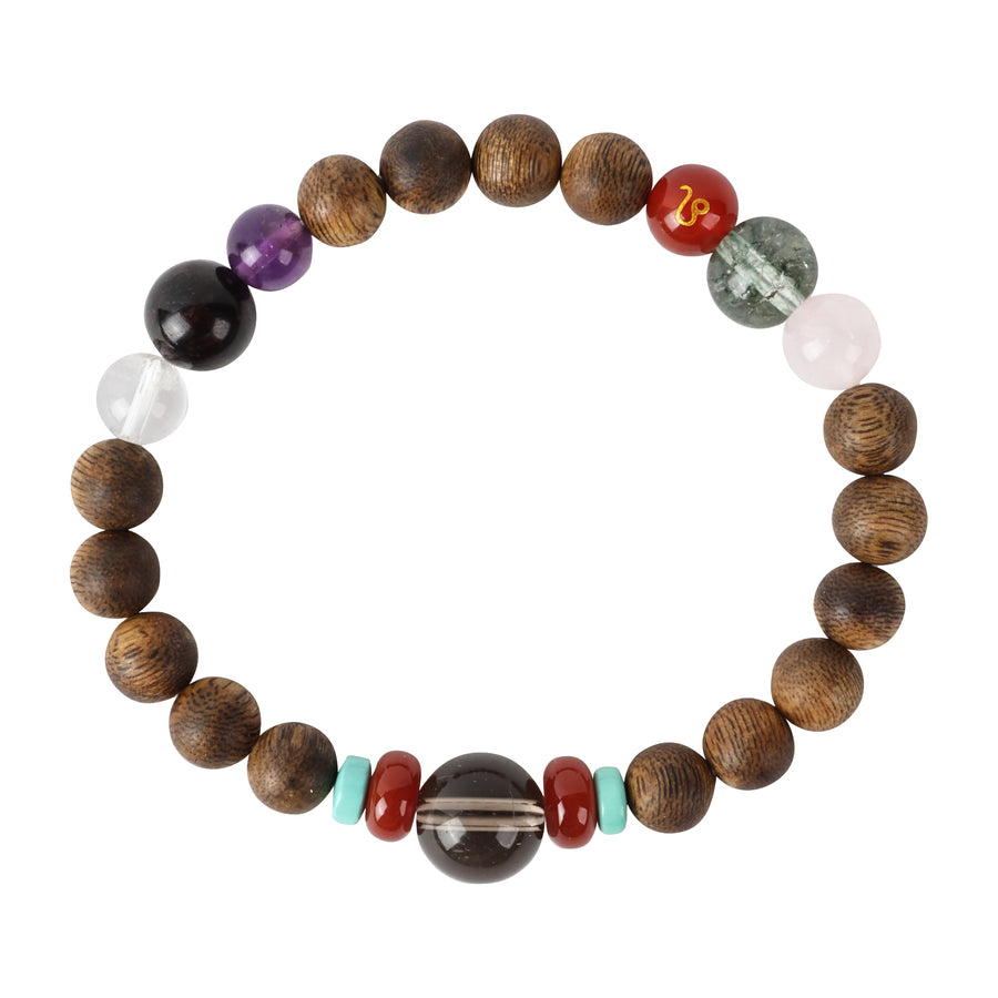 【Constellations Series】Female, Leo,Agarwood，Crystal, turquoise, red agate, quartzite, garnet, Green Phantom Quartz 8mm 502021