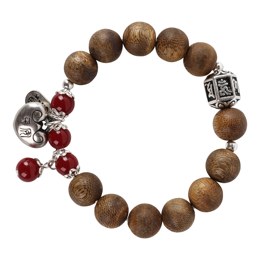 【Elegant Series】Agarwood  Southern Red Agate, metal pendant, bracelet 11mm 202019
