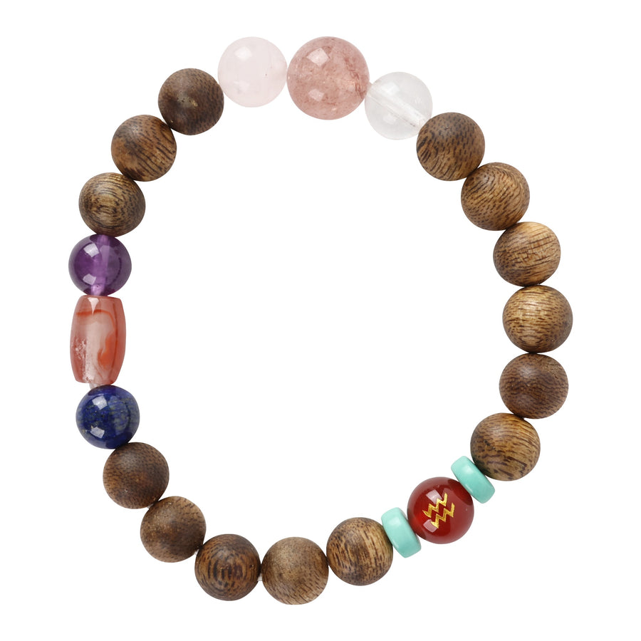 【Constellations Series】Female, Aquarius,Agarwood Crystal, turquoise, red agate, lapis lazuli, red agate beads 8mm 502003