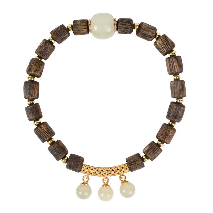 【Elegant Series】Agarwood  Nephrite pendant bracelet 5.5-6mm 202008