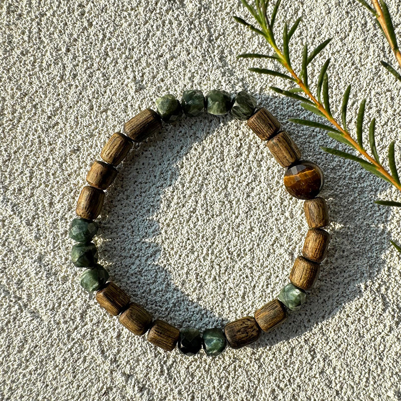 【Starstone Series】Inner Peace and Tranquility - Green Dragon Crystal, Kyara Agarwood, Tiger Eye Stone, Bracelet
